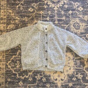 L'envers George Cardigan in Mottled Blue Merino Mohair